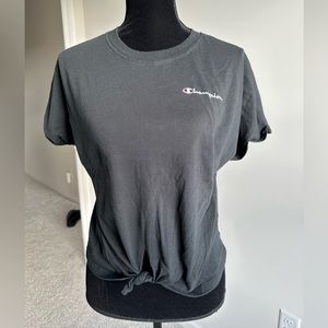 Women’s Champion Knot Front Black Tee-Size‎ M